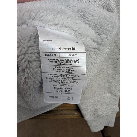 Carhartt Hoodie Girls Large Light Gray Sherpa Lined Fit Midweight Zip Up - Picture 4 of 4